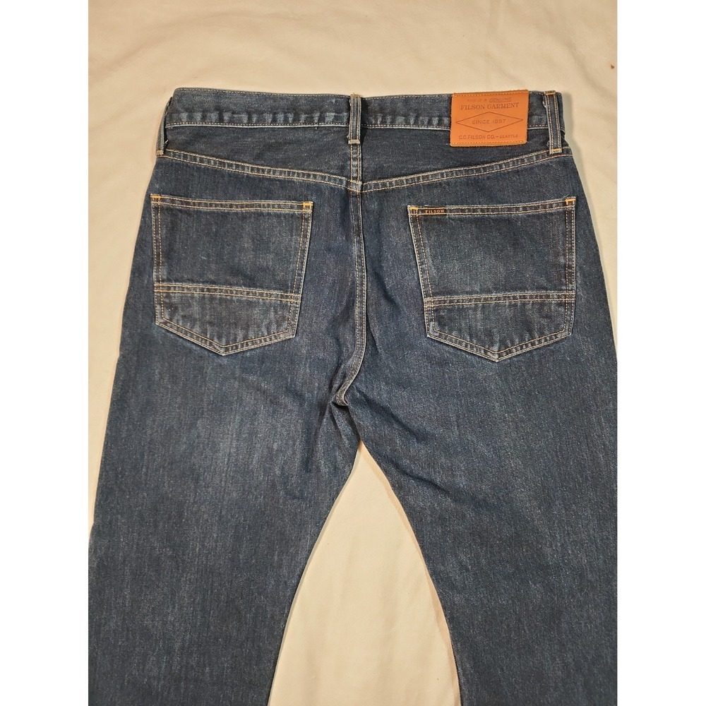 Filson Mens Rail Splitter Jeans 34x34 Straight Leg Made In USA Denim 20172097 - Picture 4 of 15